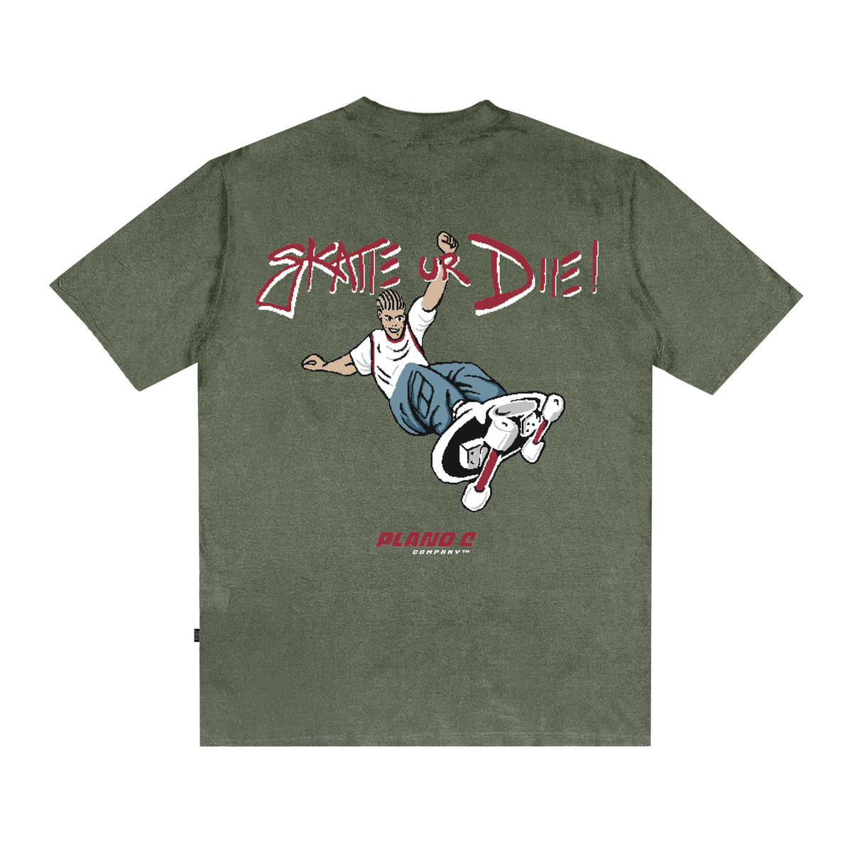 Camiseta Plano C "Skate Or Die" Grafite Verde Musgo