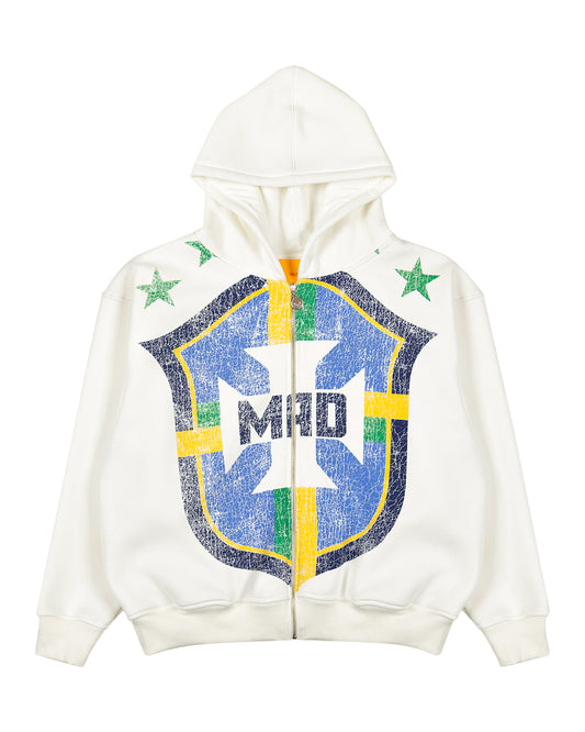 BLUSA MAD MOLETOM FACEZIP  SELECAO OFF WHITE
