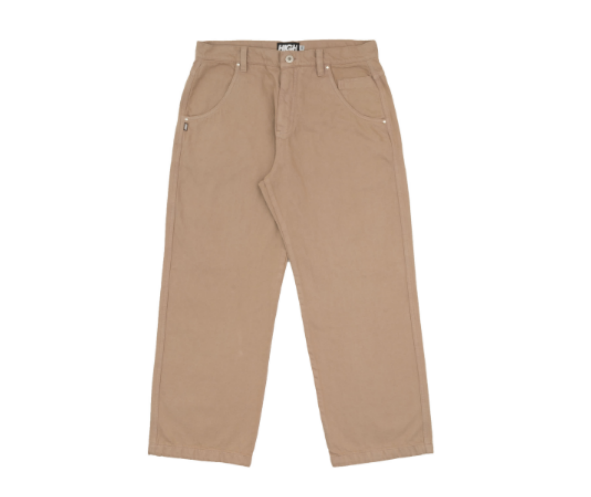 Jeans High Pants Logo Line Beige