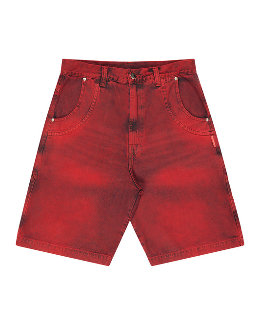 Bermuda Jeans Curvilínea Double Hand Vermelha