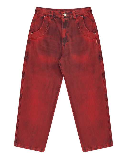 Calça Jeans Mad Curvilínea Double Hand Vermelha