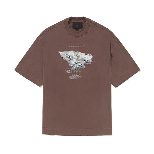 Camiseta Over "New Office" Marrom