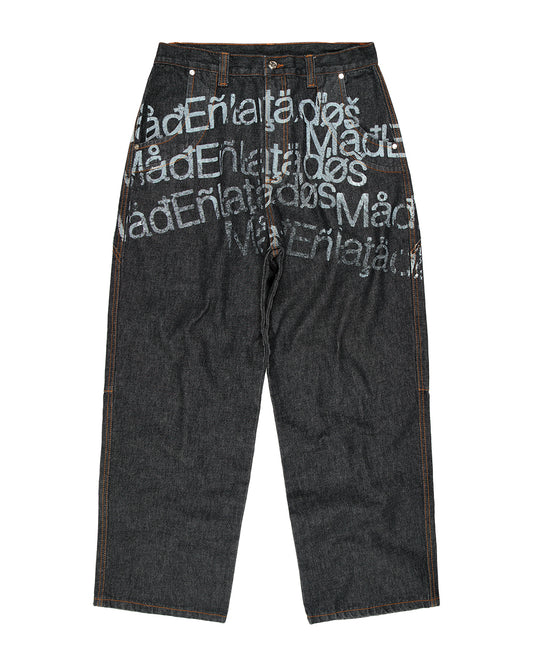 CALCA MAD CURVAS JEANS  CARACTERES PRETO